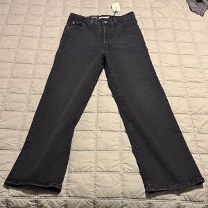 Levi's Black washed Ribcage Straight Jeans